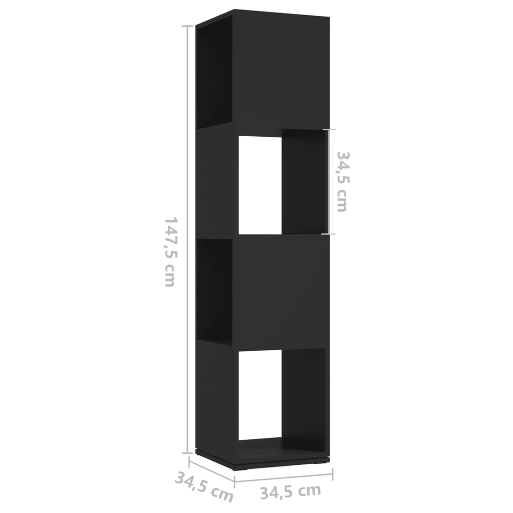 vidaXL fekete forgácslap forgószekrény 34,5 x 34,5 x 75,5 cm