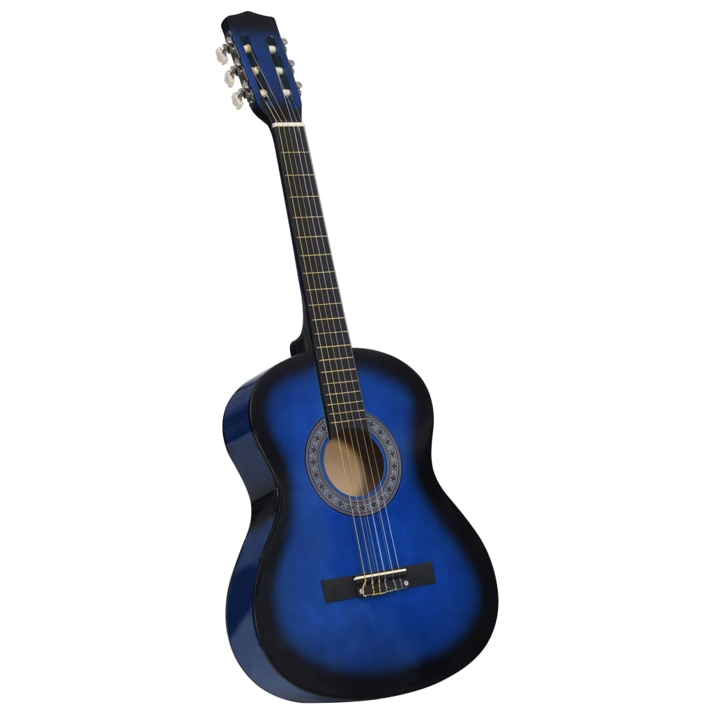 vidaXL 8 darabos kék klasszikus gitár gyerek kezdőszett 3/4 36"