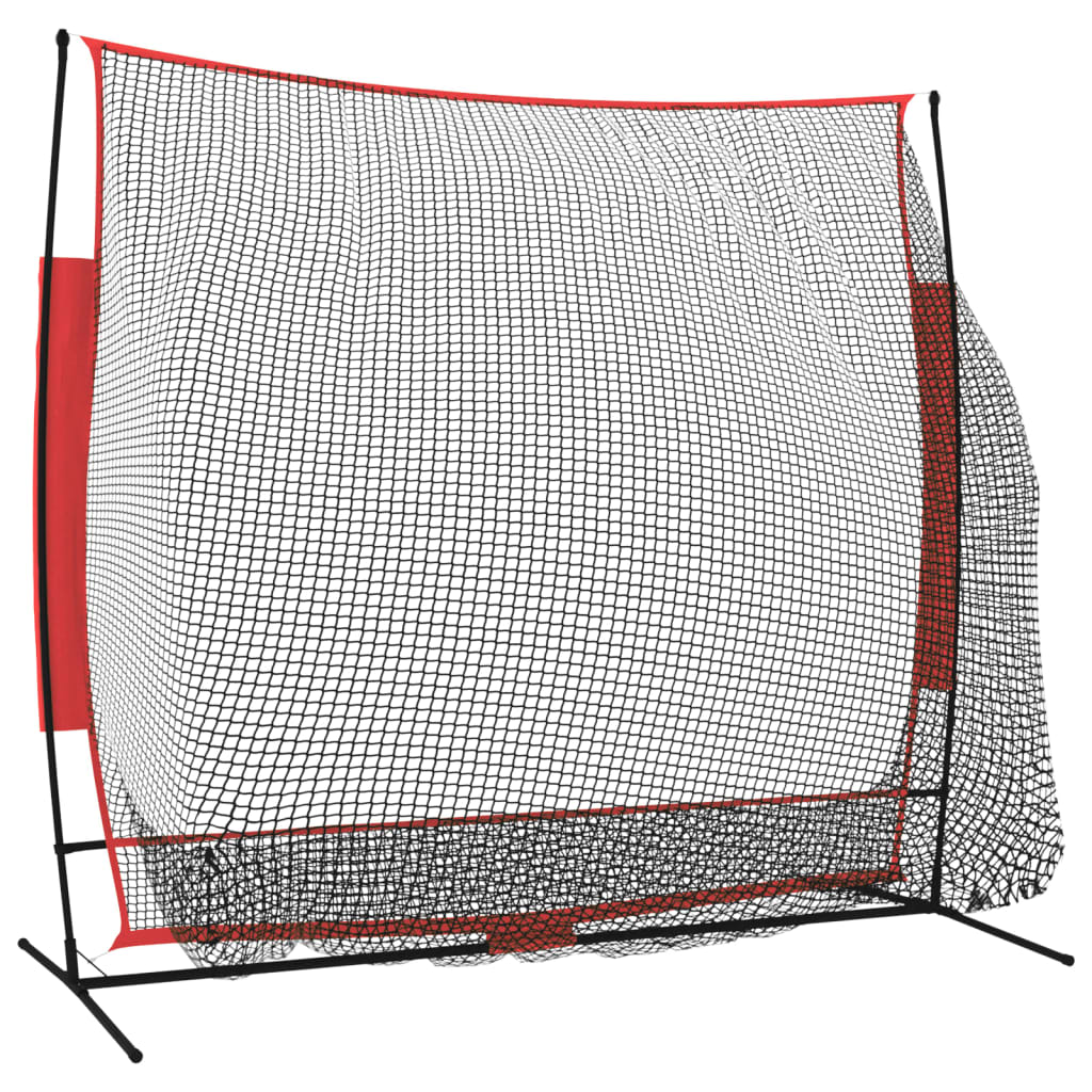 vidaXL hordozható fekete/piros poliészter baseballháló 215x107x216 cm