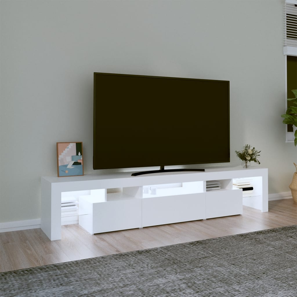 vidaXL fehér TV-szekrény LED-lámpákkal 200x36,5x40 cm
