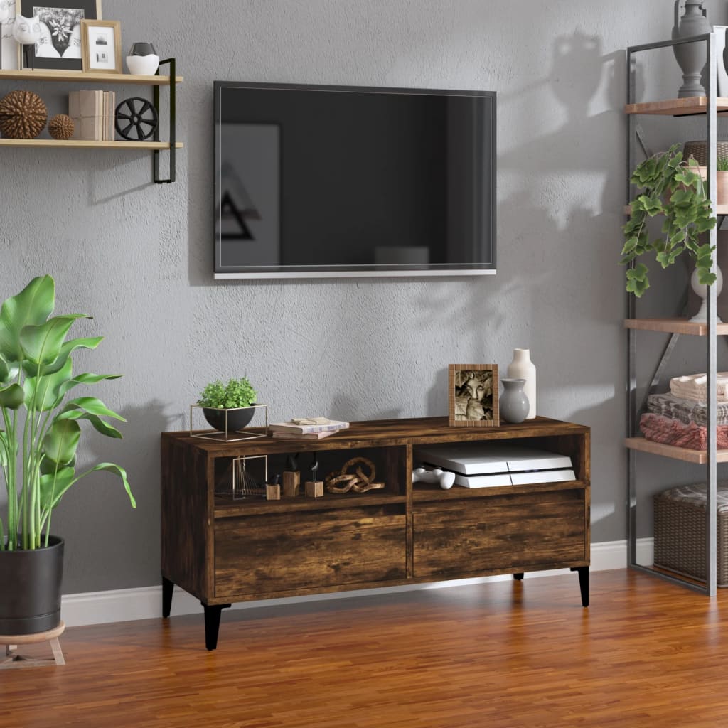 vidaXL füstös tölgyszínű szerelt fa TV-szekrény 100x34,5x44,5 cm