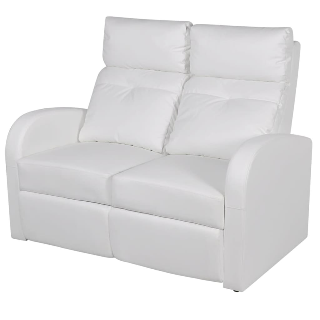vidaXL 2 személyes fehér, dönthető támlájú, műbőr fotel