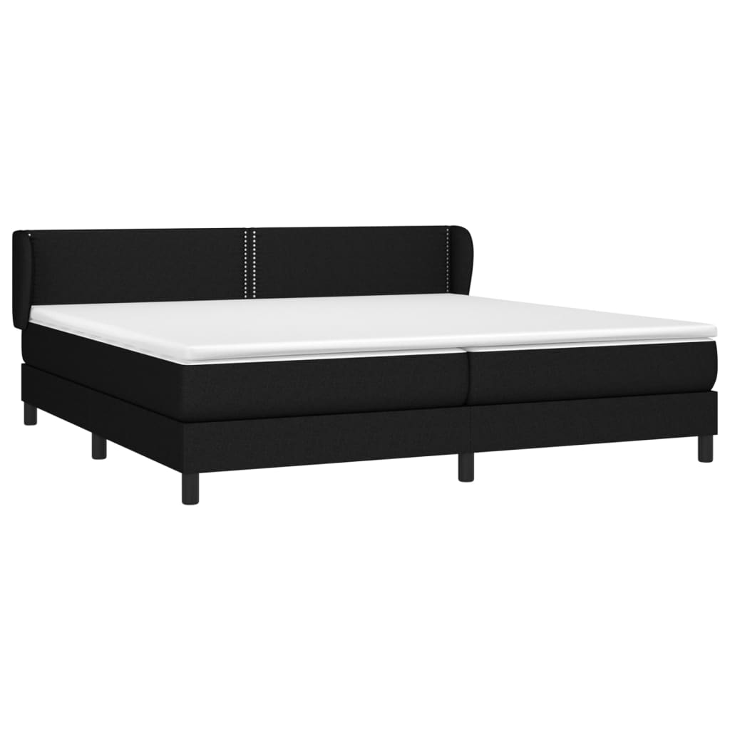 vidaXL fekete szövet rugós ágy matraccal 200 x 200 cm