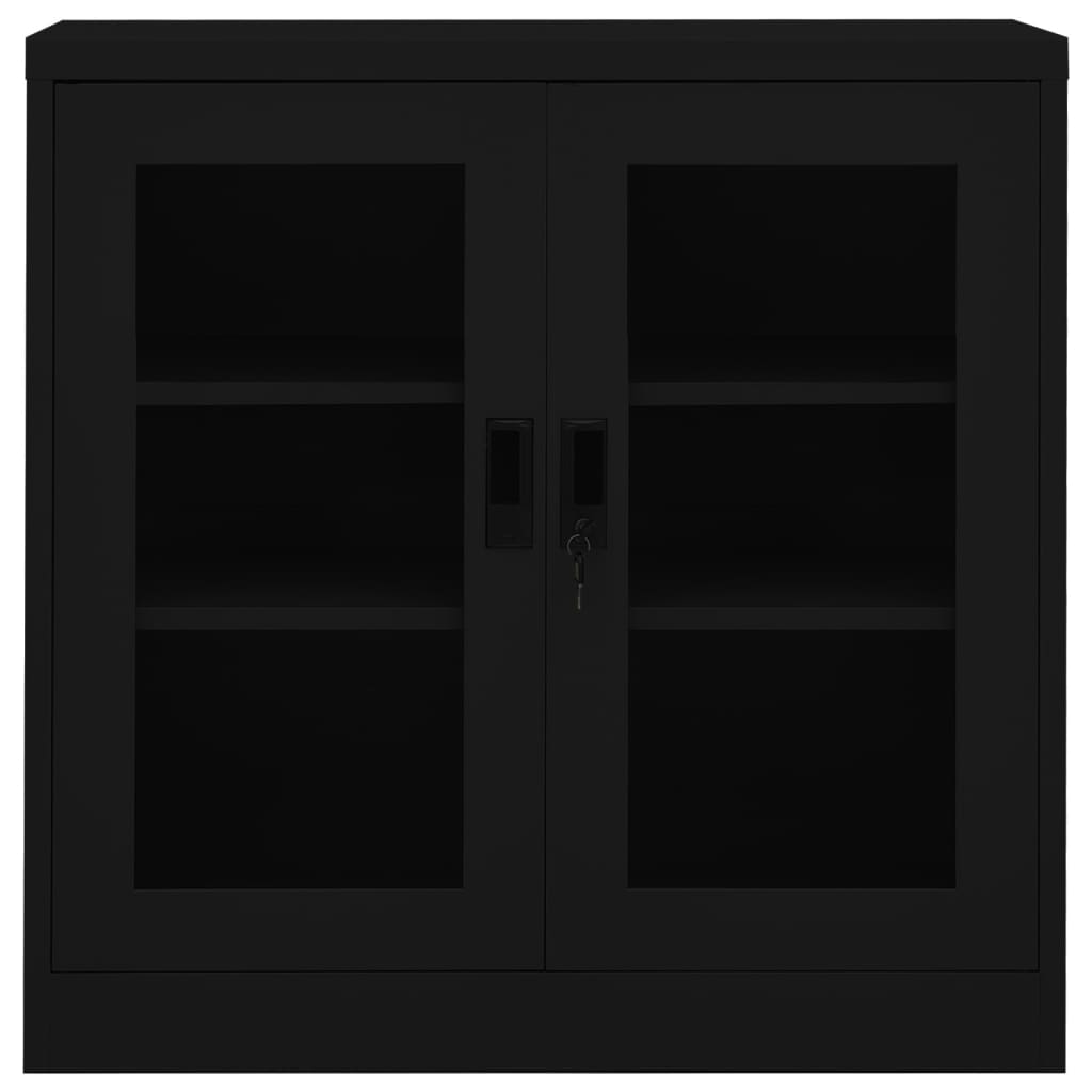 vidaXL fekete acél irodai szekrény 90 x 40 x 90 cm