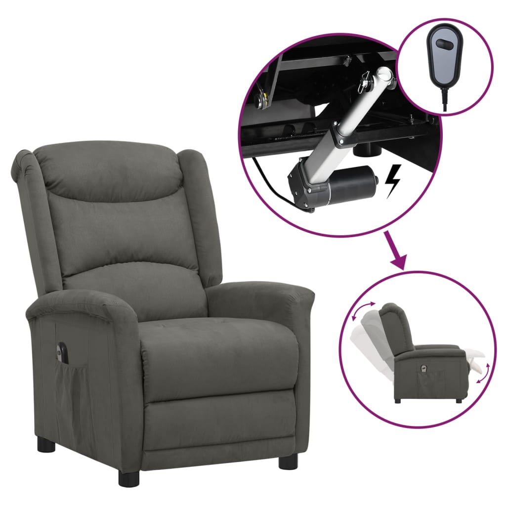 vidaXL sötétszürke mikroszálas szövet elektromos dönthető fotel