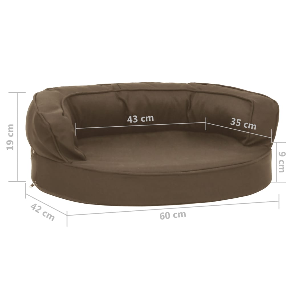 vidaXL barna ergonomikus vászonhatású kutyaágymatrac 60 x 42 cm