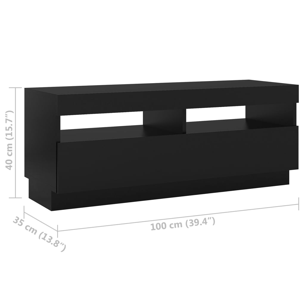 vidaXL fekete TV-szekrény LED-lámpákkal 300 x 35 x 40 cm