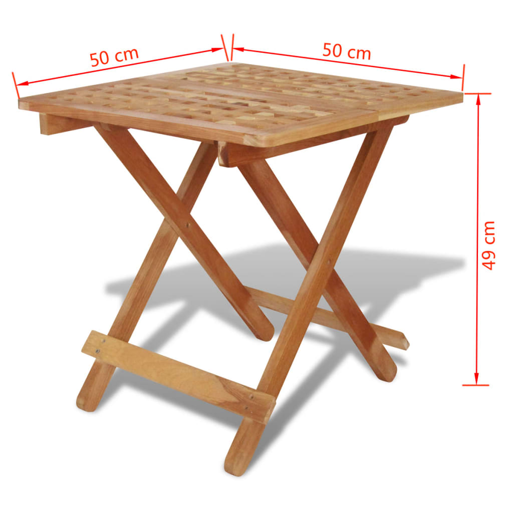 vidaXL 50x50x49 cm összecsukható tömör diófa asztal