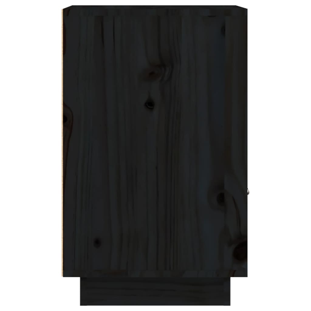 vidaXL fekete tömör fenyőfa éjjeliszekrény 40 x 34 x 55 cm