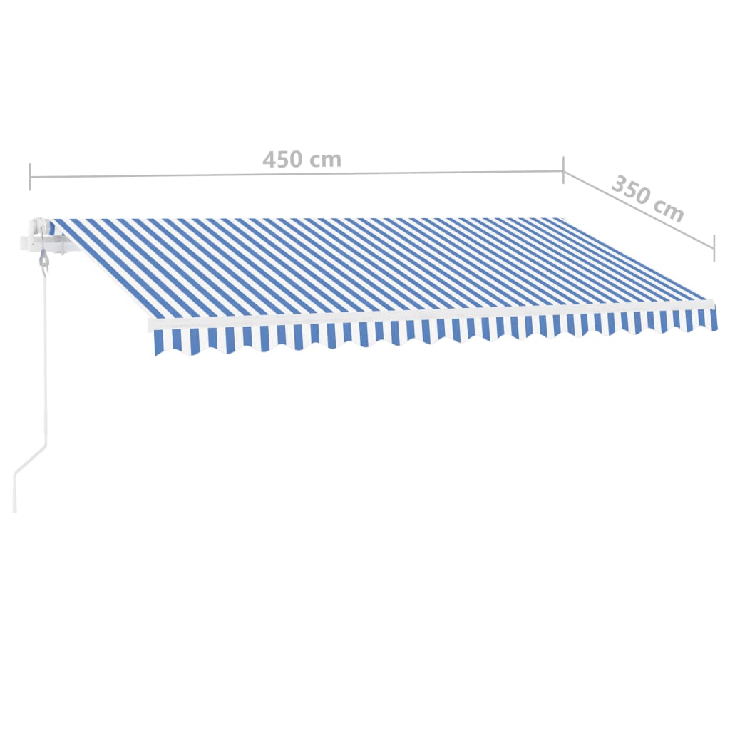 vidaXL kék-fehér automata póznás napellenző 450 x 350 cm