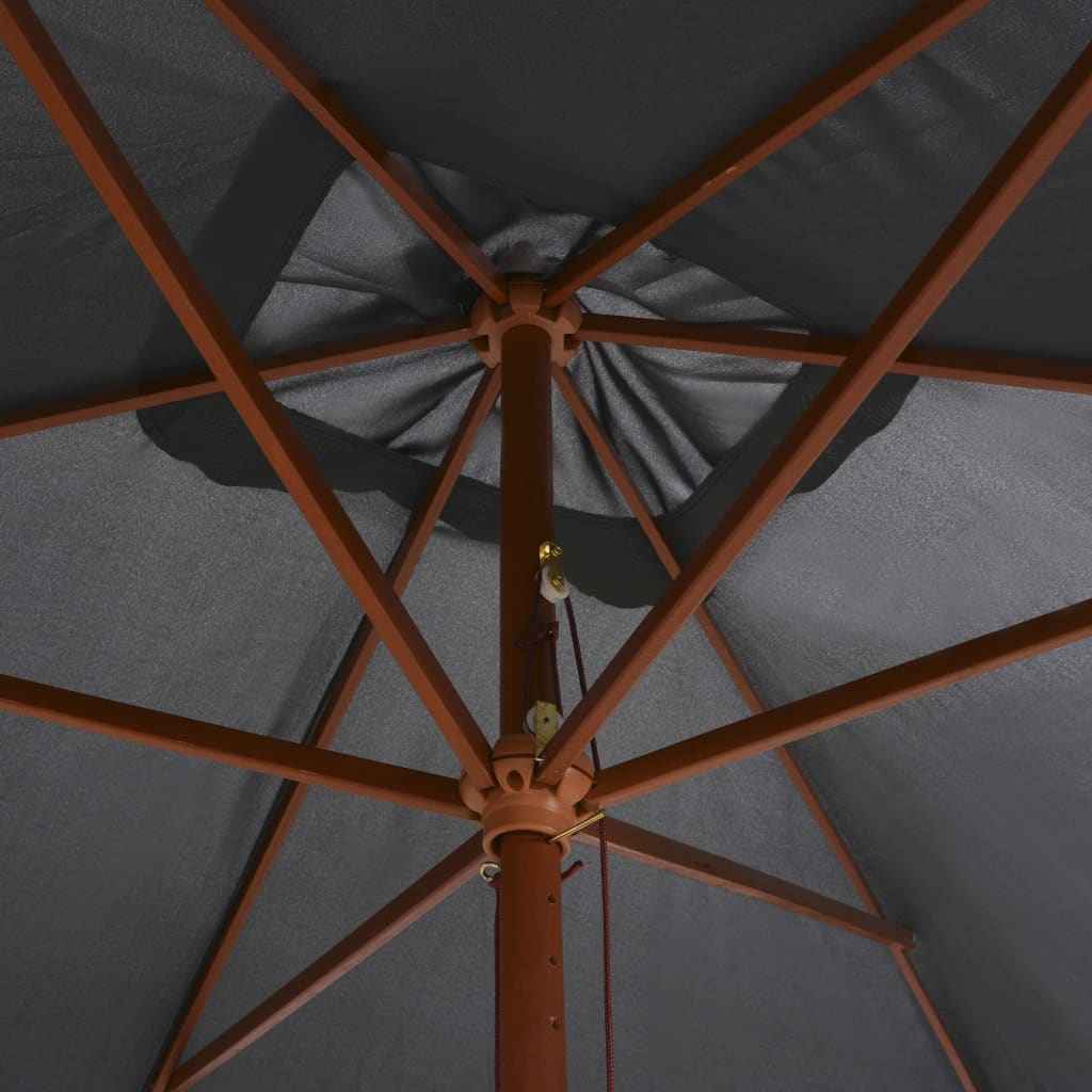 vidaXL antracitszürke kültéri napernyő farúddal, 200 x 300 cm