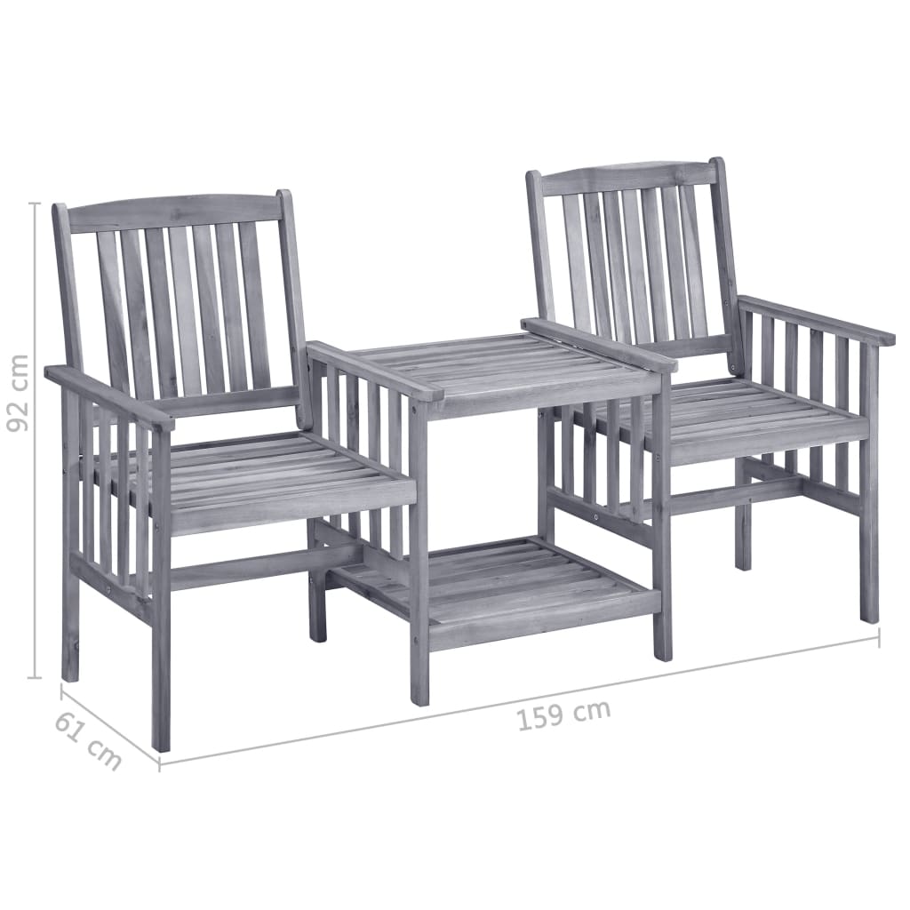 vidaXL tömör akácfa kerti székek teázóasztallal 159 x 61 x 92 cm