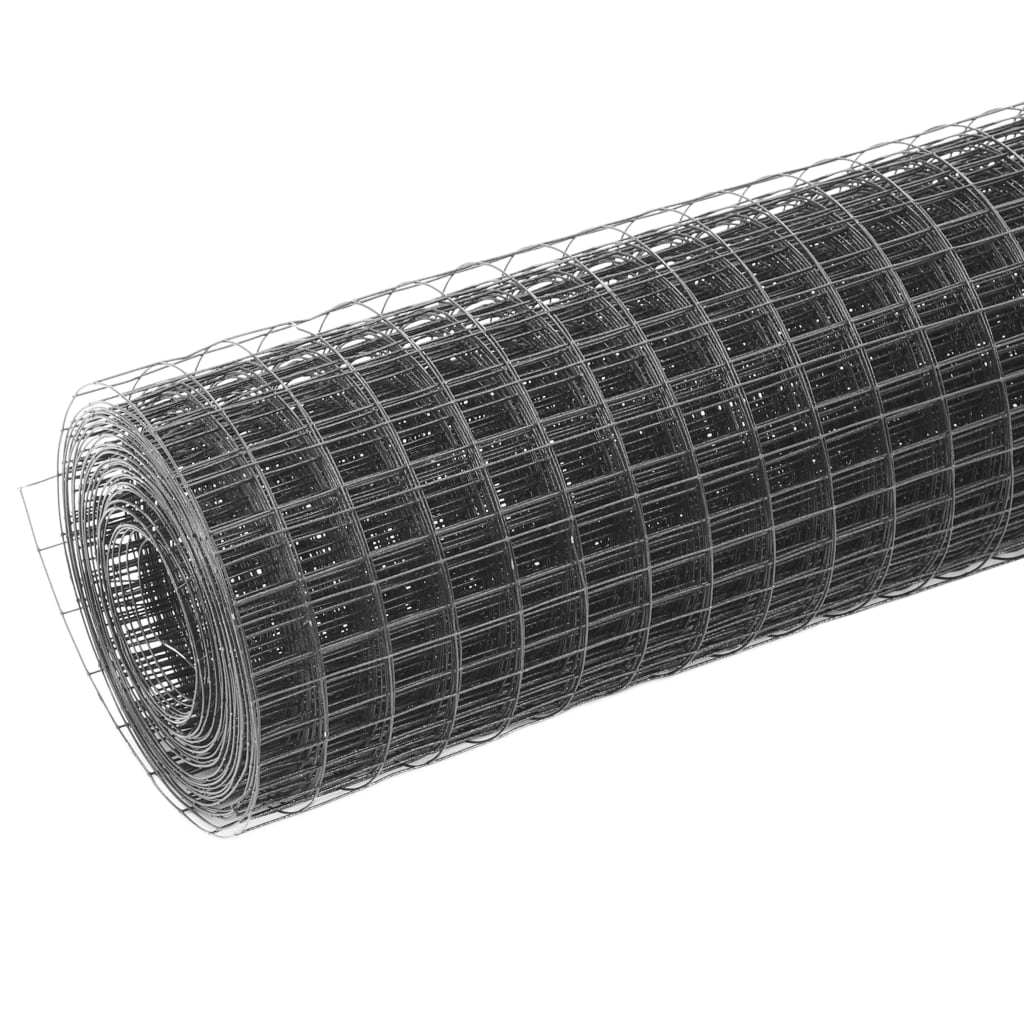 vidaXL szürke PVC-bevonatú acél csirkeháló drótkerítés 10 x 0,5 m