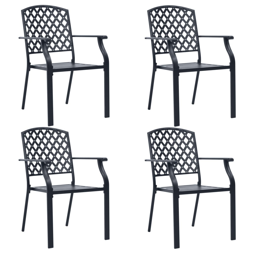 vidaXL 4 darab fekete acél kültéri szék rácsos dizájnnal