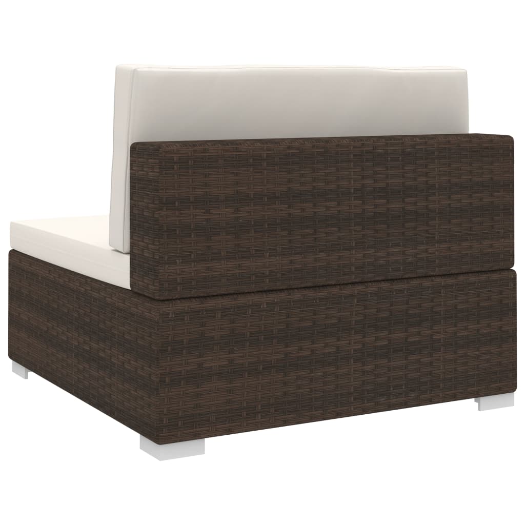 vidaXL 1 db barna polyrattan moduláris középső kanapé párnákkal