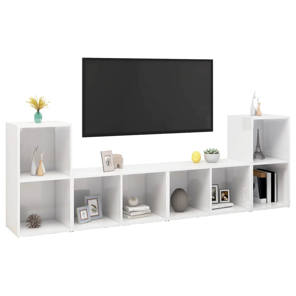 vidaXL 4 db magasfényű fehér forgácslap TV-szekrény 72 x 35 x 36,5 cm