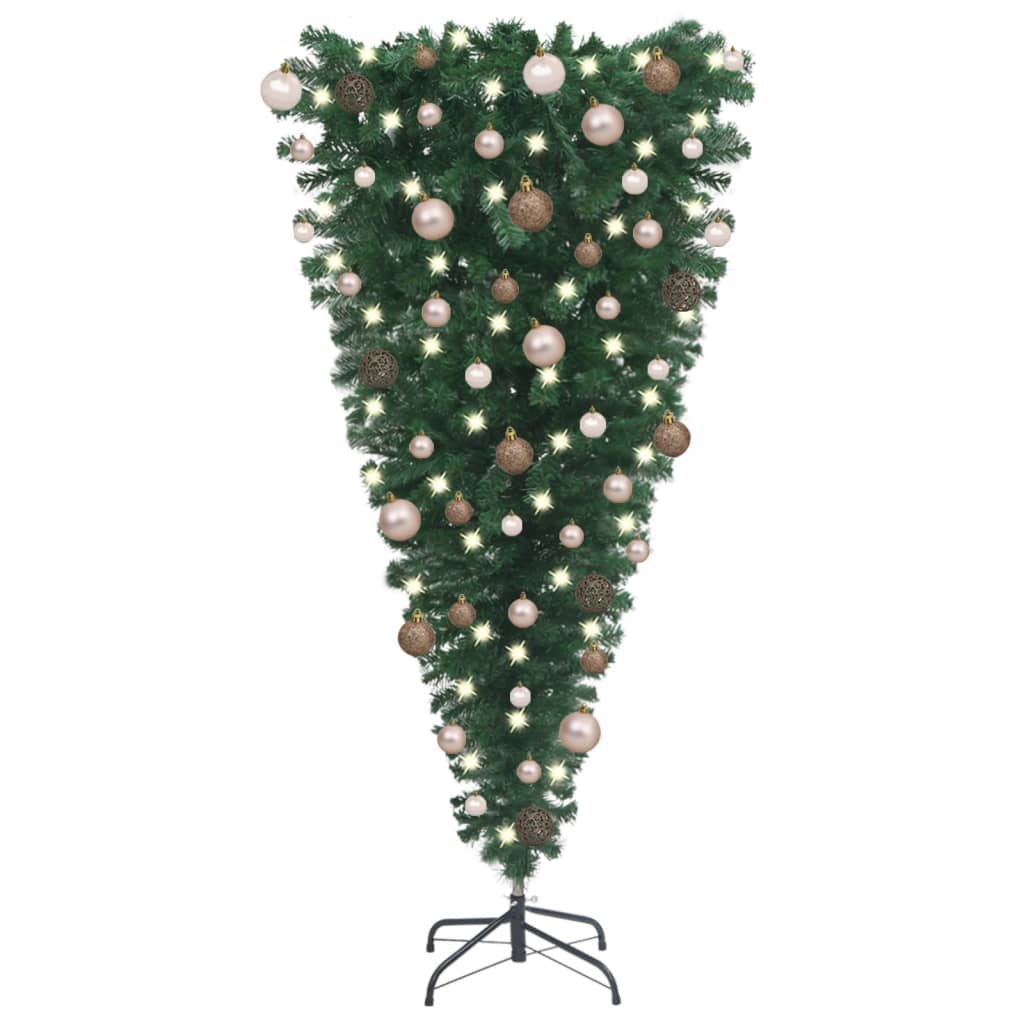 vidaXL megvilágított fordított műkarácsonyfa gömb szettel 120 cm