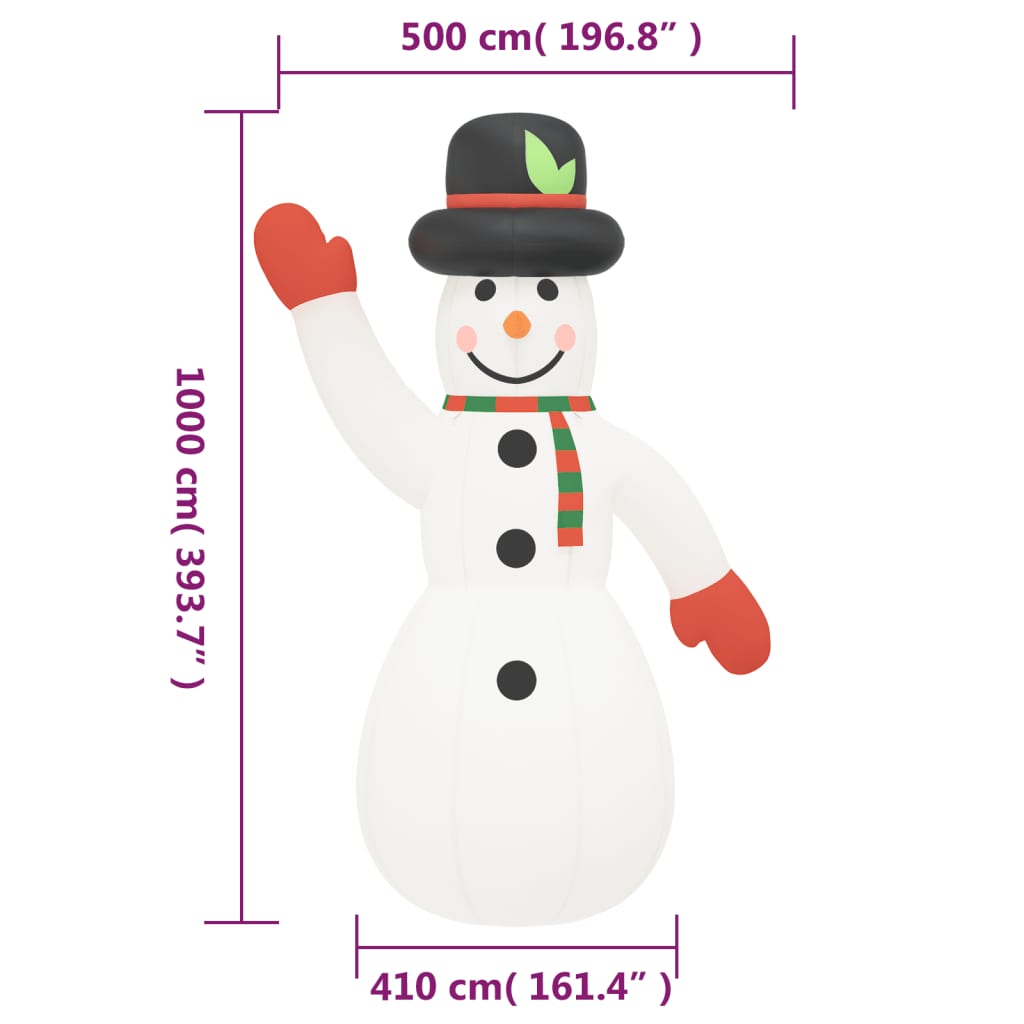 vidaXL felfújható hóember LED-ekkel 1000 cm