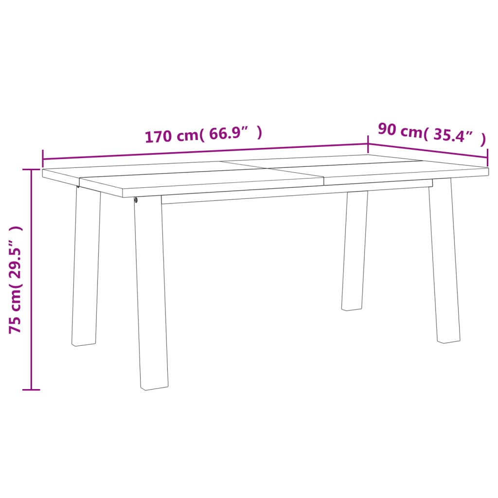 vidaXL tömör akácfa étkezőasztal 170x90 cm