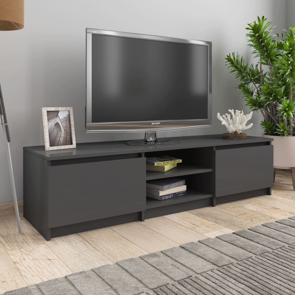 vidaXL magasfényű szürke forgácslap TV-szekrény 140 x 40 x 35,5 cm