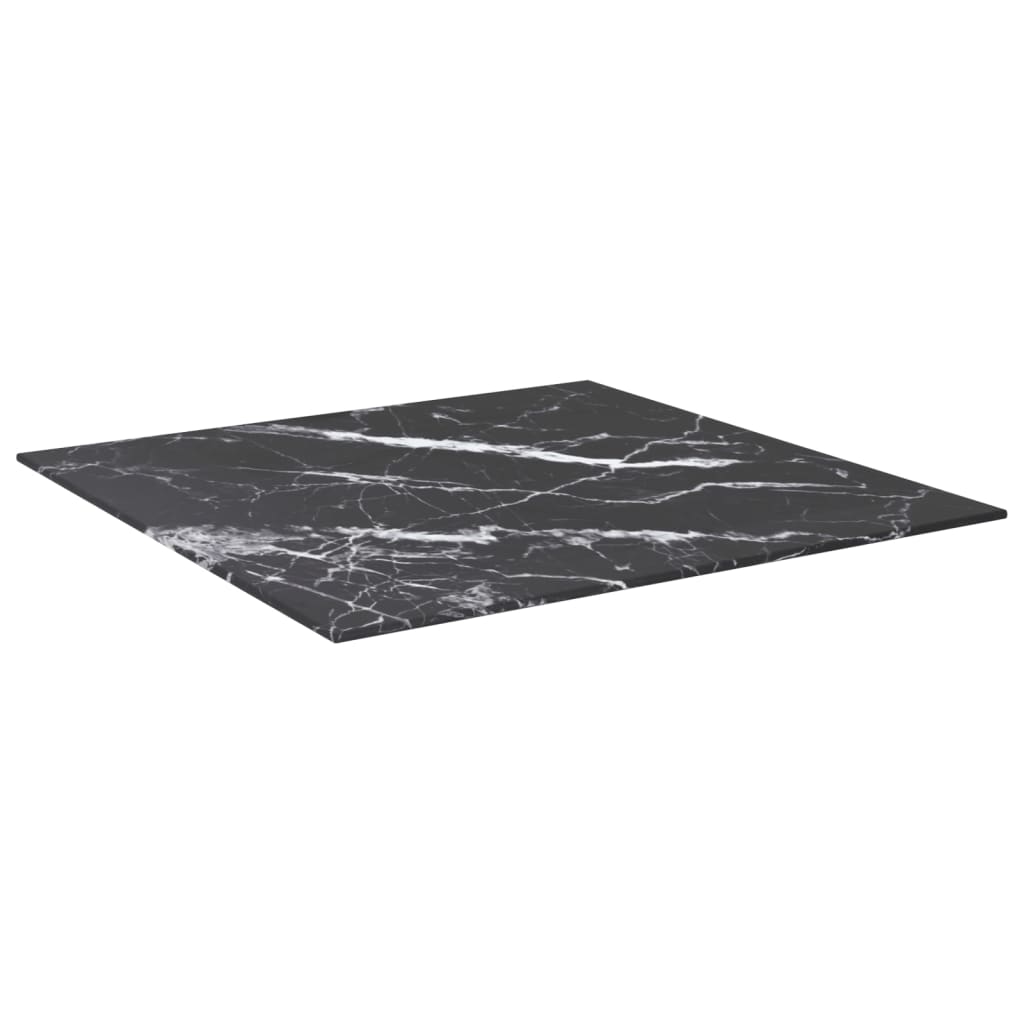 vidaXL fekete edzett üveg asztallap márványdizájnnal 60 x 60 cm 6 mm