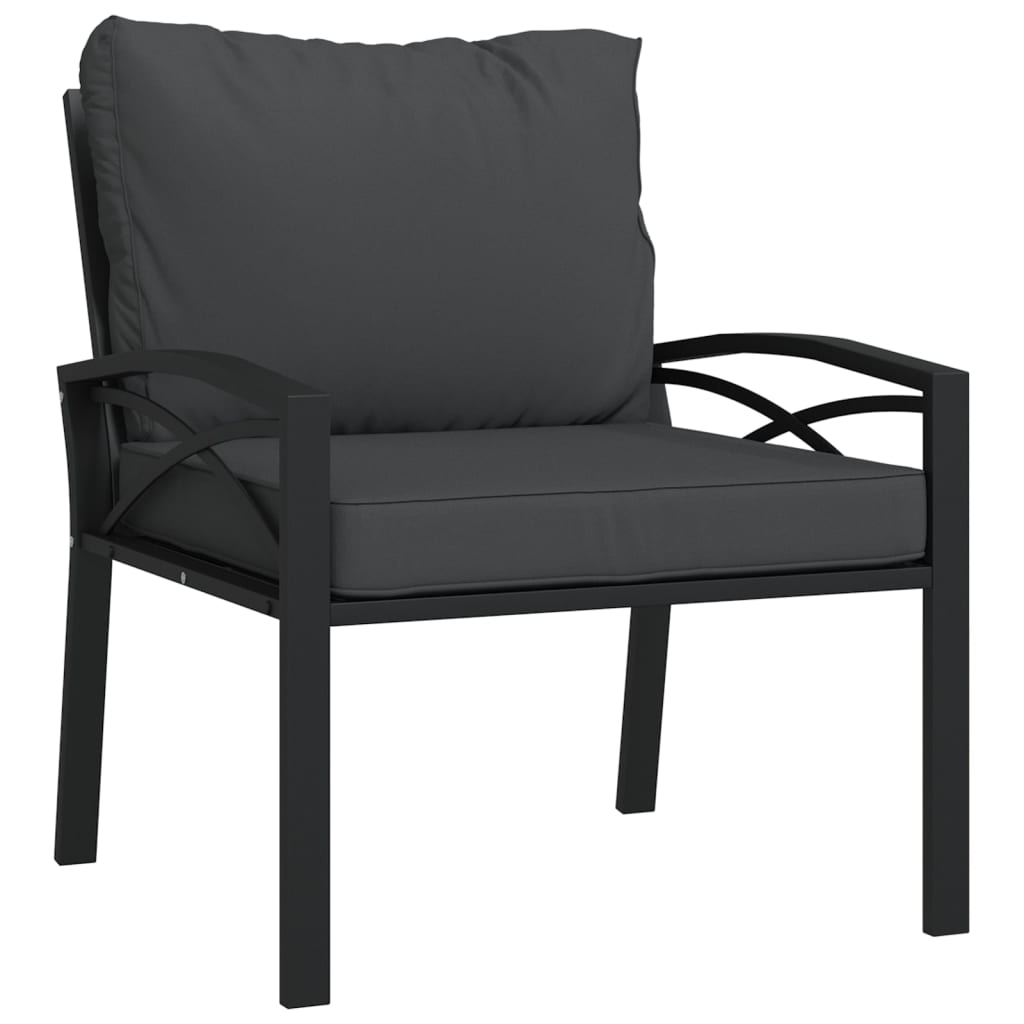 vidaXL acél kerti szék szürke párnákkal 68 x 76 x 79 cm