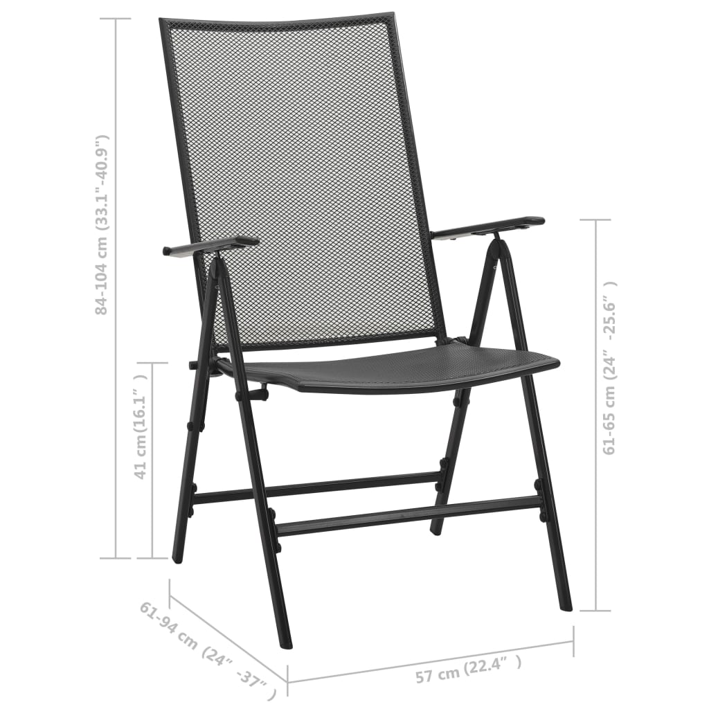 vidaXL 4 db antracitszürke acél összecsukható hálós szék