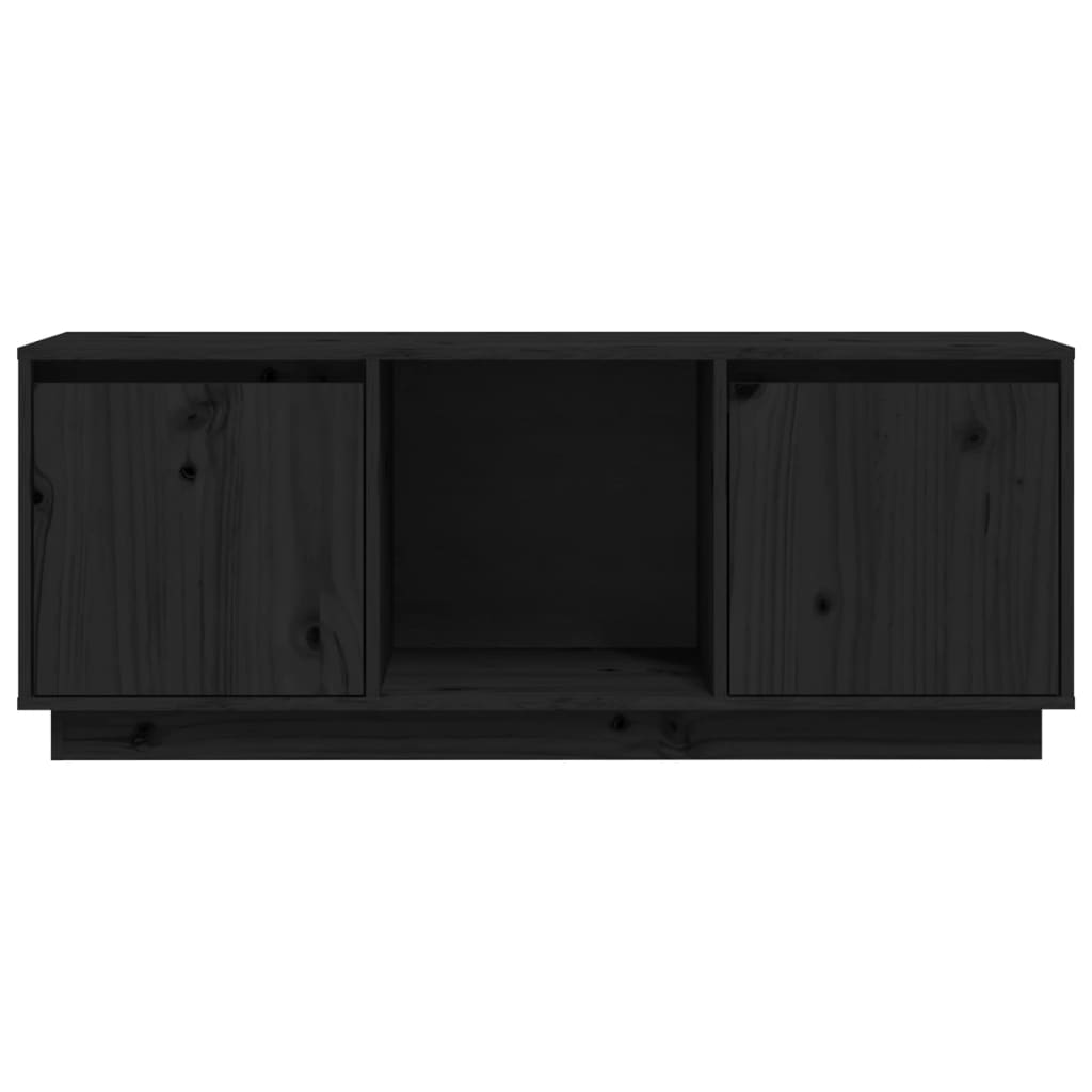 vidaXL fekete tömör fenyőfa TV-szekrény 110,5 x 35 x 44 cm