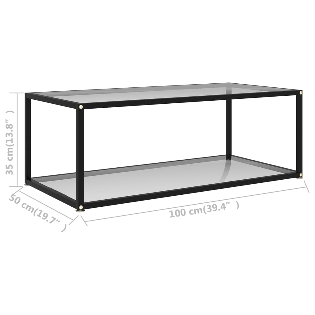 vidaXL átlátszó edzett üveg dohányzóasztal 100 x 50 x 35 cm