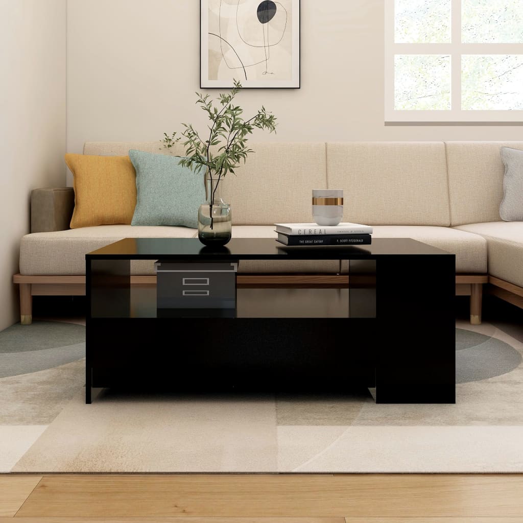 vidaXL fekete szerelt fa dohányzóasztal 102 x 55 x 42 cm