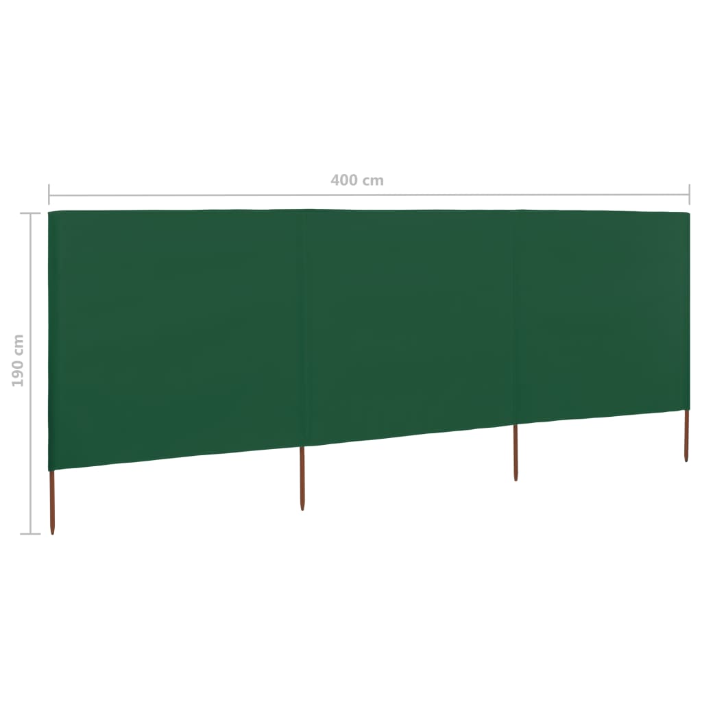 vidaXL zöld szövet 3-paneles szélfogó 400 x 160 cm