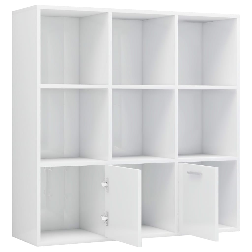 vidaXL magasfényű fehér forgácslap könyvszekrény 98 x 30 x 98 cm