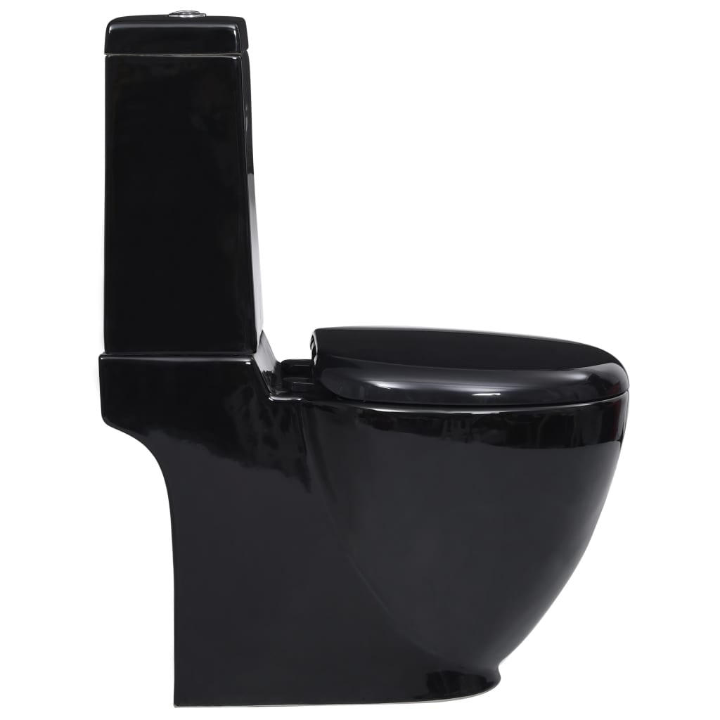 vidaXL fekete kerámia fürdőszobai kerek WC