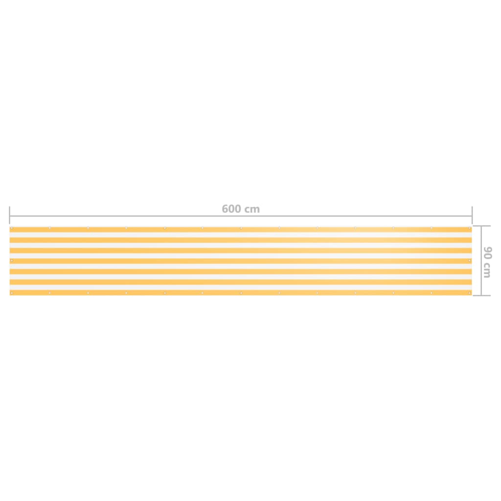 vidaXL fehér-sárga oxford-szövet erkélyparaván 90 x 600 cm