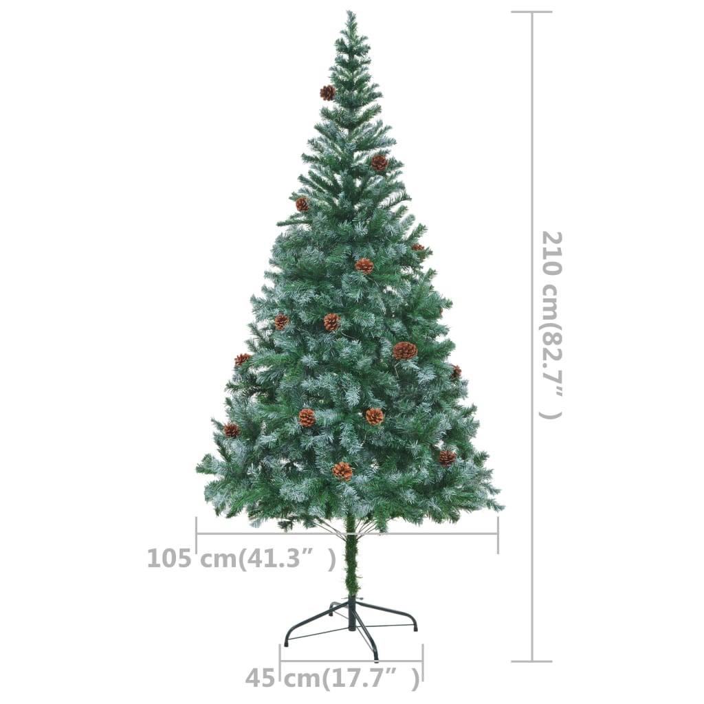 vidaXL megvilágított műkarácsonyfa tobozzal 210 cm