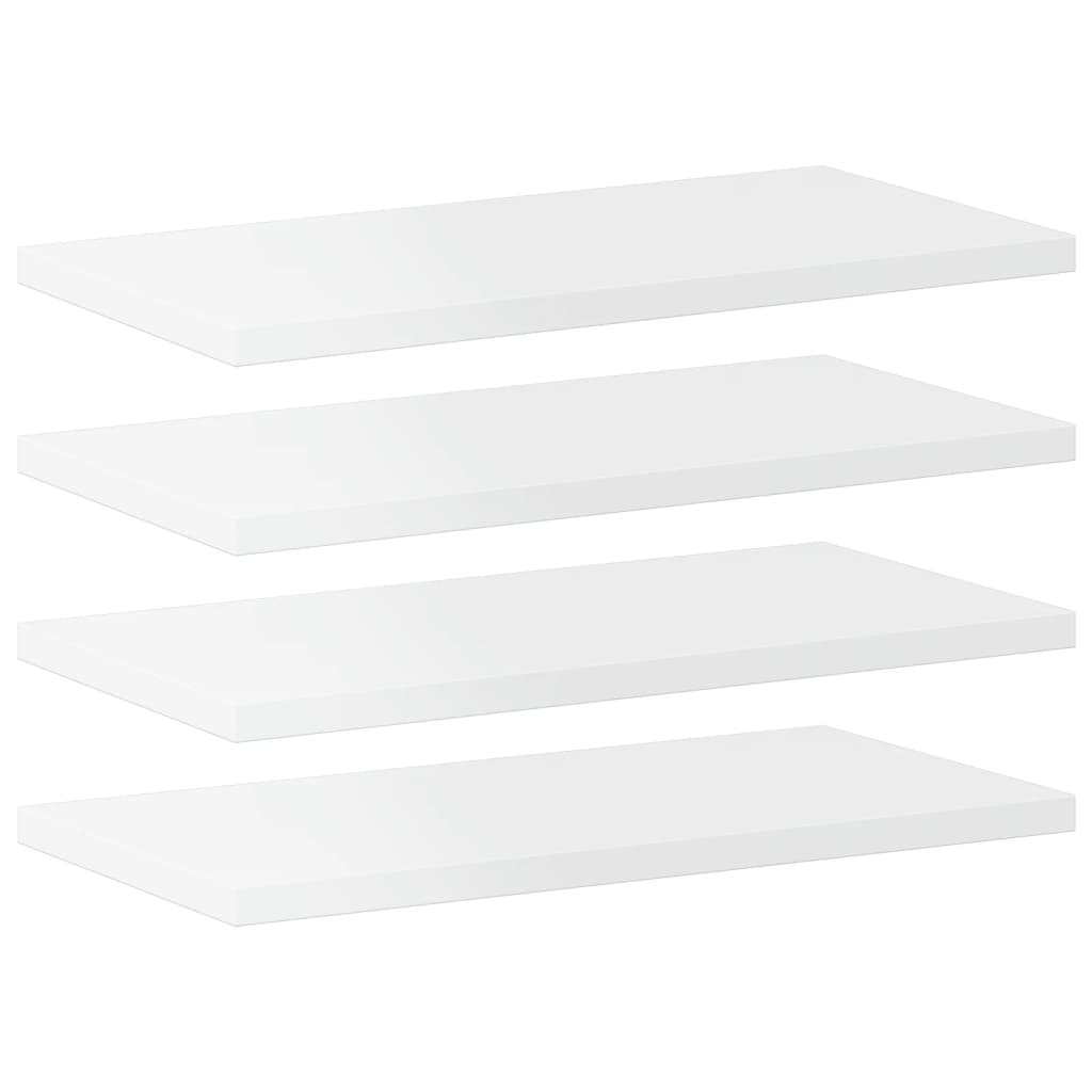 vidaXL 4 db magasfényű fehér forgácslap könyvespolc 40 x 20 x 1,5 cm