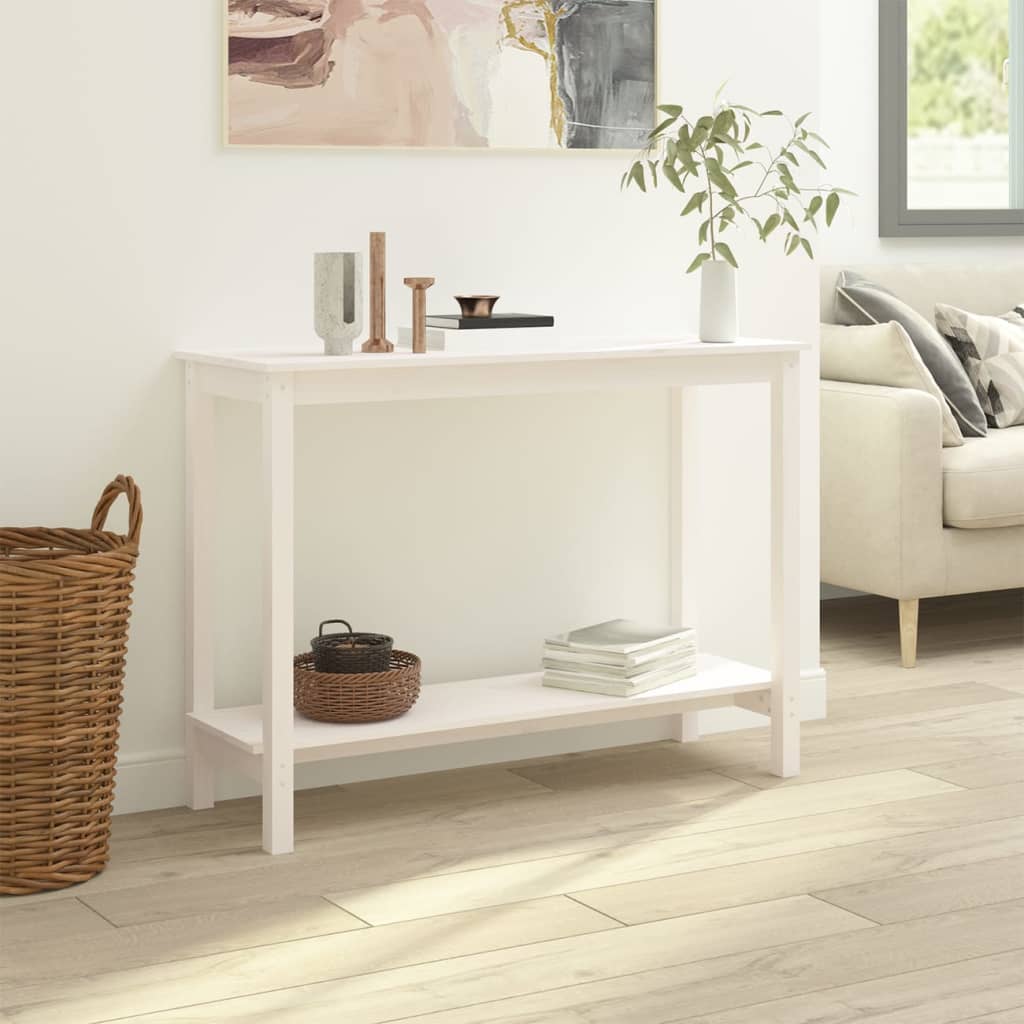 vidaXL fehér tömör fenyőfa tálalóasztal 110 x 40 x 80 cm