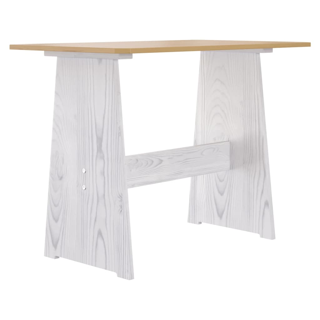 vidaXL mézbarna és fehér tömör fenyőfa étkezőasztal paddal