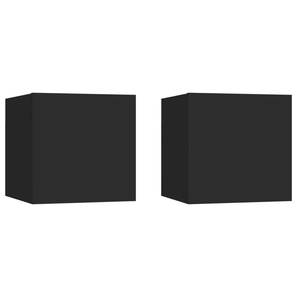 vidaXL 2 db fekete forgácslap éjjeliszekrény 30,5 x 30 x 30 cm