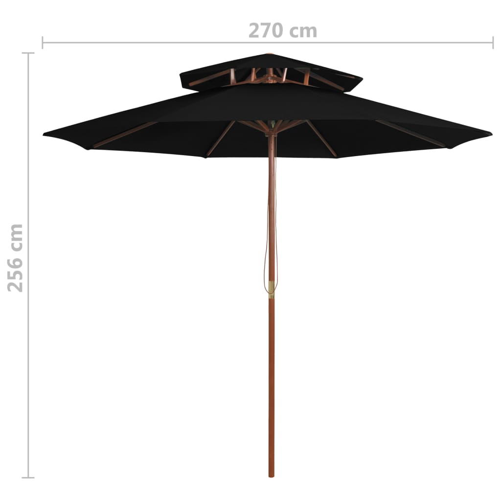 vidaXL fekete kétszintes napernyő farúddal 270 cm