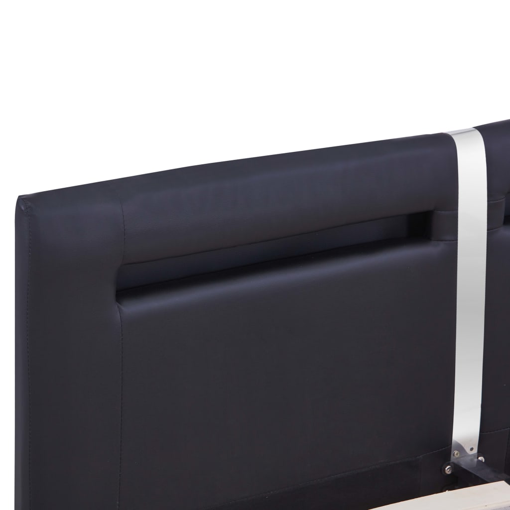 vidaXL fekete LED-es műbőr ágykeret 180 x 200 cm