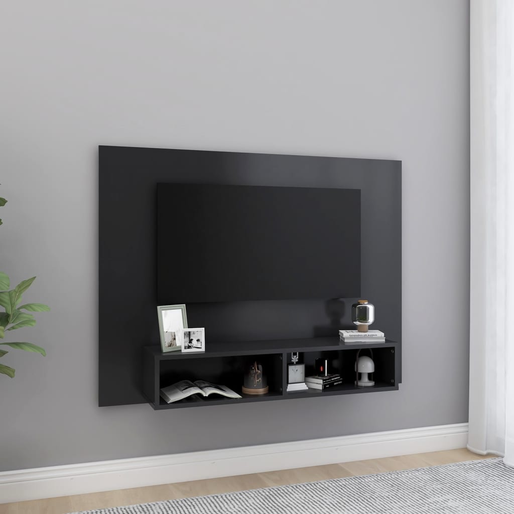 vidaXL szürke fali forgácslap TV-szekrény 120 x 23,5 x 90 cm