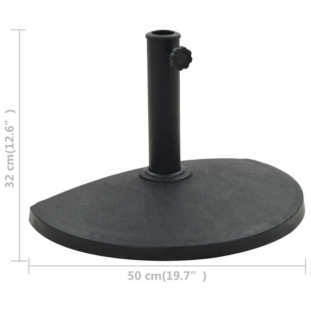 vidaXL félkör alakú fekete műgyanta napernyőtalp 9 kg