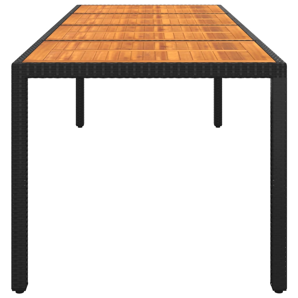 vidaXL fekete akácfa és polyrattan kerti asztal 250 x 100 x 75 cm