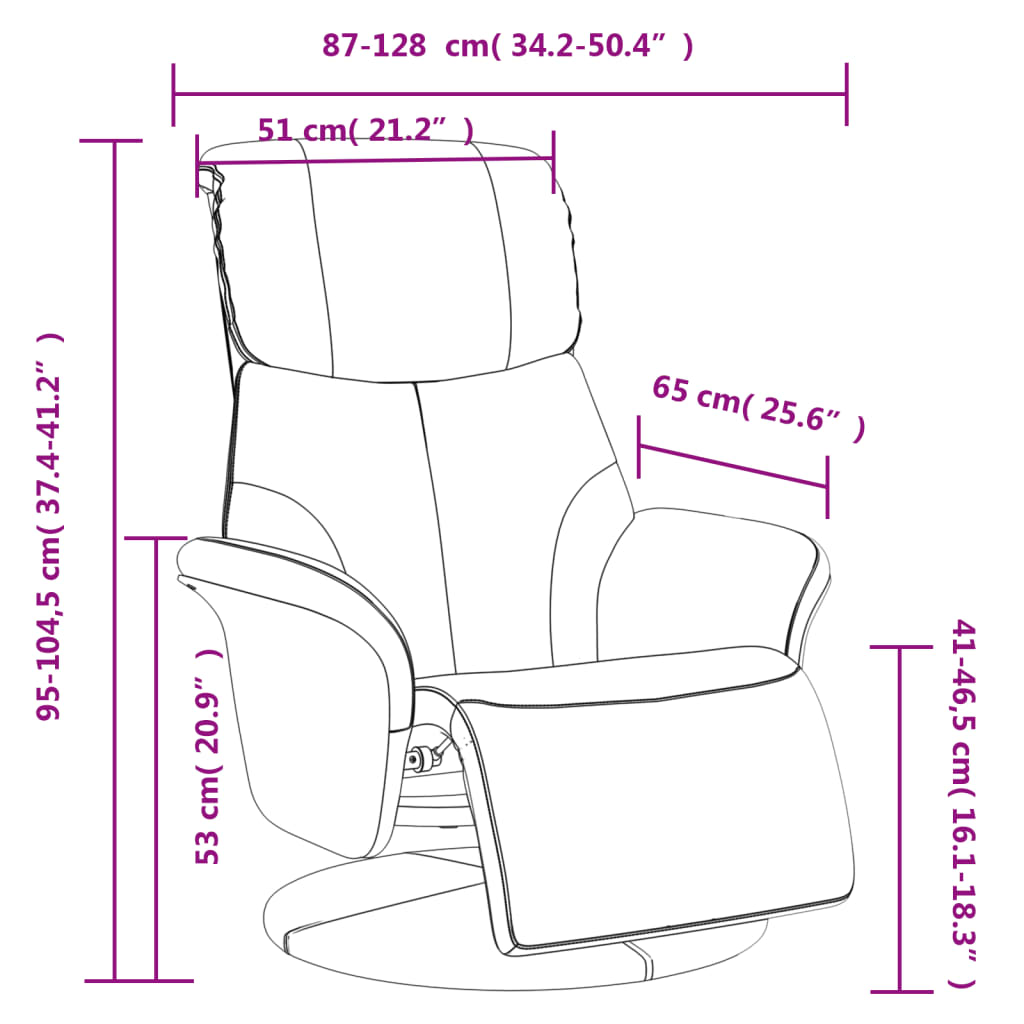 vidaXL fekete műbőr dönthető fotel lábtartóval