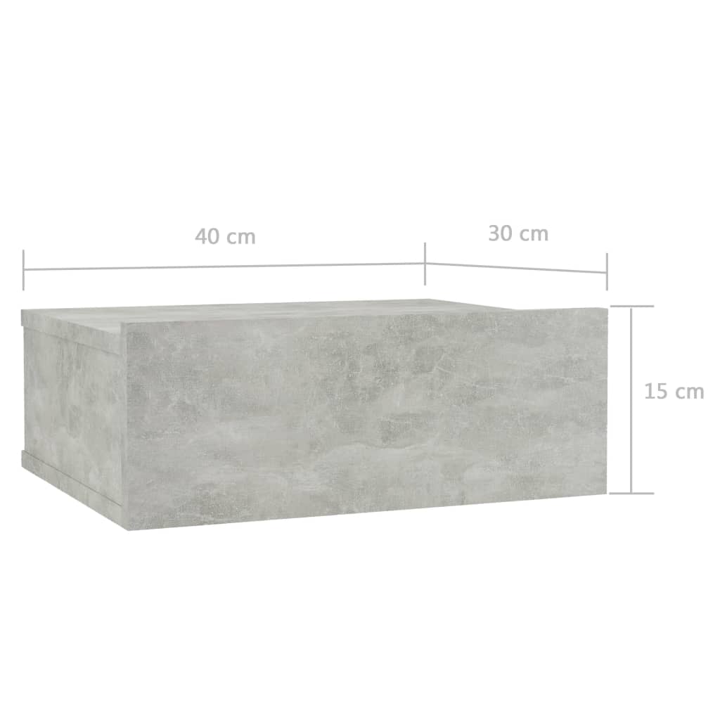 vidaXL 2 db betonszürke forgácslap úszó éjjeliszekrény 40x30x15 cm