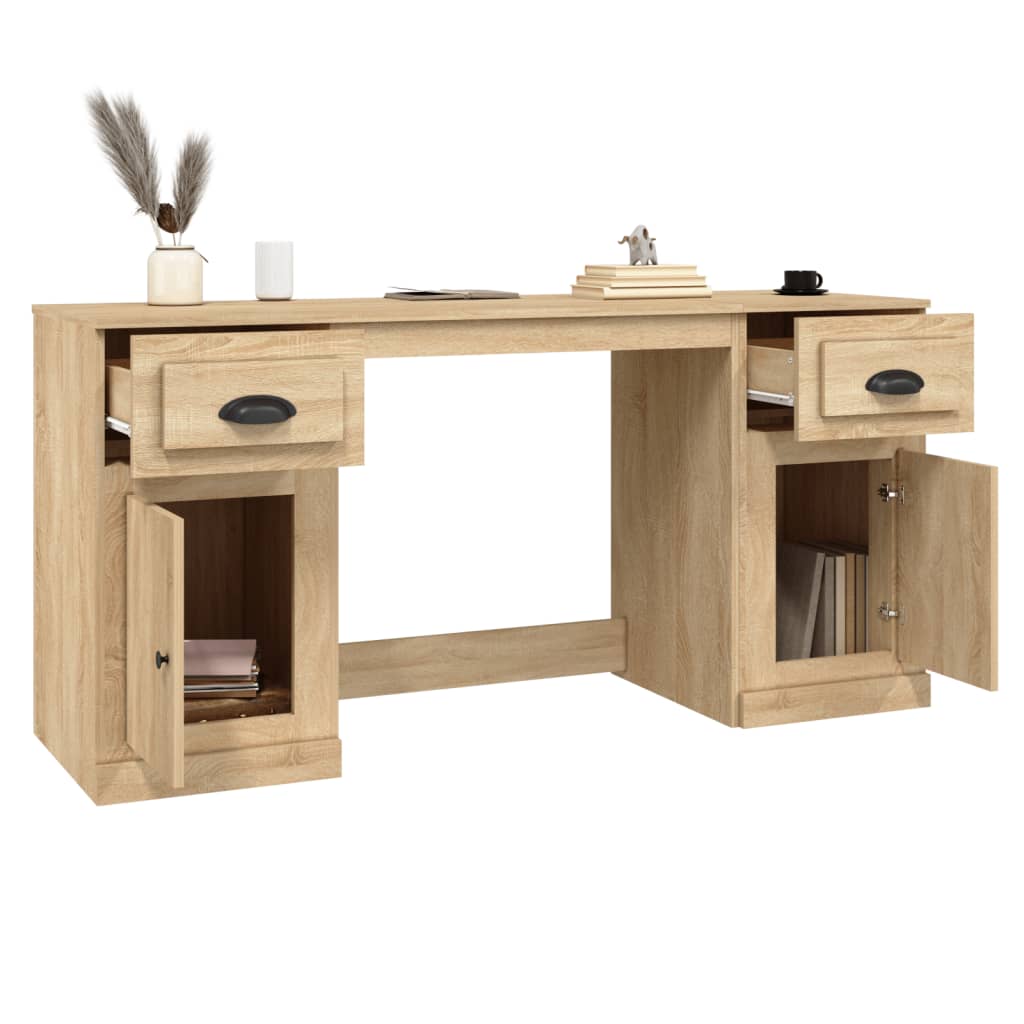 vidaXL sonoma-tölgy színű szerelt fa íróasztal szekrénnyel