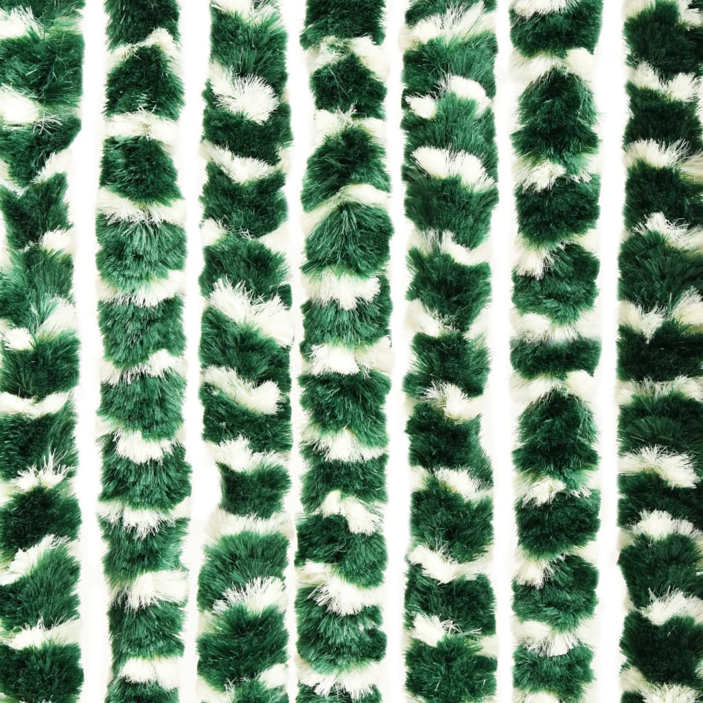 vidaXL zöld és fehér zsenília rovarfüggöny 90 x 220 cm