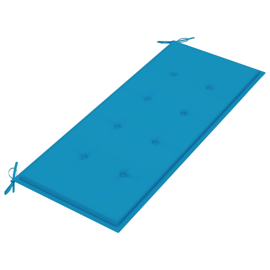 vidaXL tömör tíkfa kerti pad kék párnával 120 cm