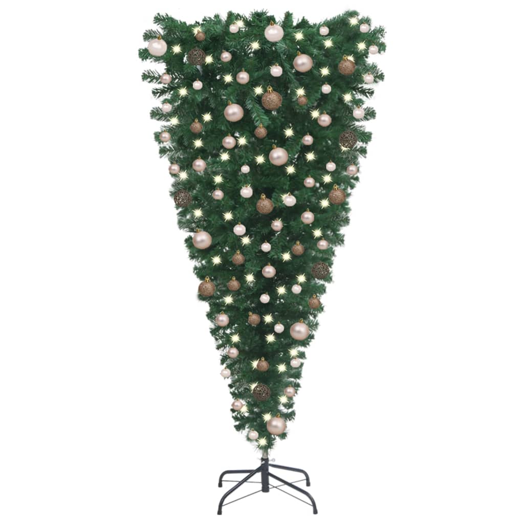 vidaXL megvilágított fordított műkarácsonyfa gömb szettel 240 cm